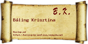 Báling Krisztina névjegykártya