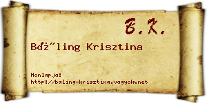 Báling Krisztina névjegykártya